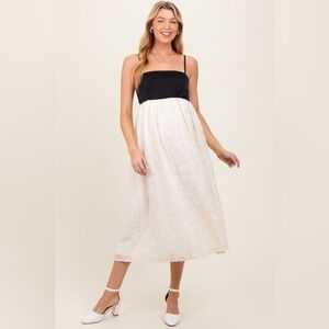 BaeVely Cream Colorblock Lace Maxi Dress Bump Friendly